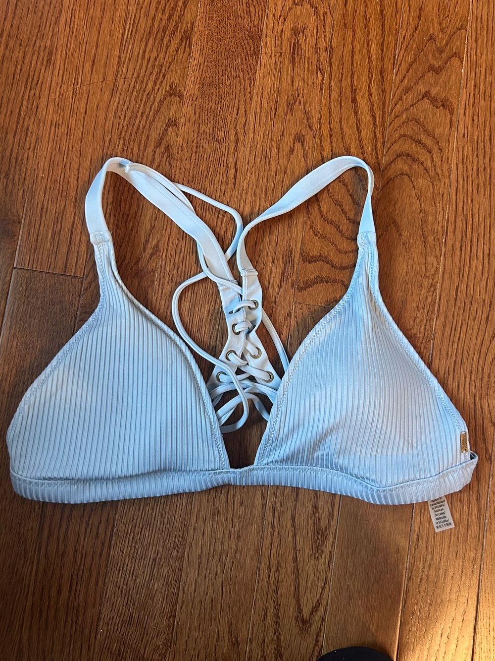 PINK Victoria's Secret Ribbed Triangle Bikini Top - Light Blue